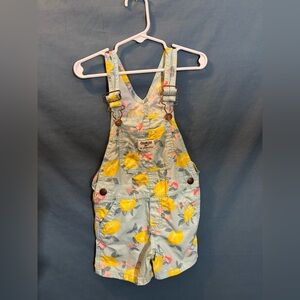 OshKosh B'gosh Pale Blue Overalls with Yellow Lemon Print